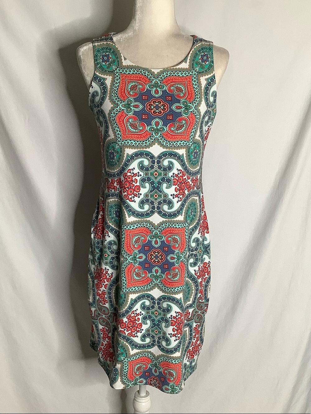 Charter Club Bright Paisley Medallion Kaleidoscope Print Shift Dress Size S